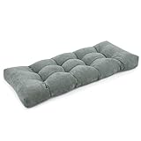 ROFIELTY Tufted Bench Cushion, Chenille Fabric, Wicker Loveseat Cushion 2 Ties, Suitable for Piano Bench/Indoor Furniture/Swing ((Gray), 36×14×4)