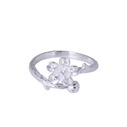 Bague ajustable pour femme en zircon micro-serti, l'artisanat délicat d'une fleur