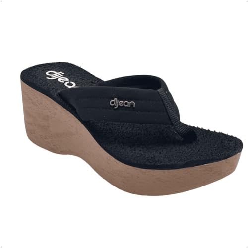 Sandália Dijean Plataforma Anabela Nobuck (35, Preto)