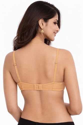 Image of Women's Cotton Medium Padded Bra | Soft & Breathable Fabric | Full Coverage Everyday Comfort Bra | Adjustable Straps & Back Hook Closure