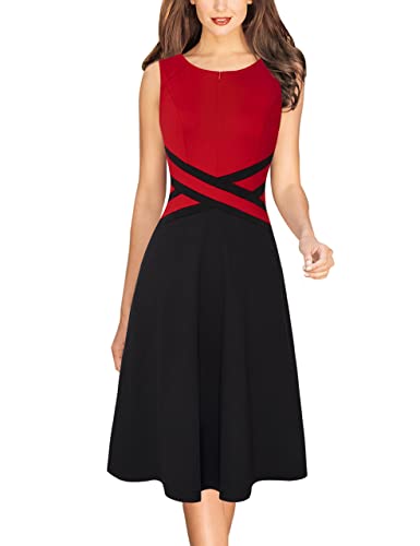 Image of VFSHOW Womens Front Zipper Work Business A-Line Dress Elegant Professional Office Career Church Fit and Flare Skater Dresses