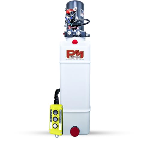 KTI 12Vdc Double Acting 13qt Hydraulic Pump for Dump Trailer - Hydraulic Power Unit - Dump Trailer Pump 13 Quart Poly Reservoir with Remote Controller (DC-45597-13)