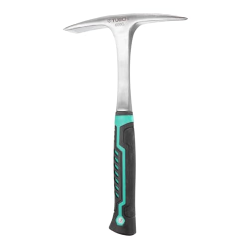 HARFINGTON Welding Chipping Hammer 28oz Slag Removal Tool Carbon Welder Hammer with Forged Steel Construction & Shock Reduction Handle for Rock Pick Forged Brick, White/Green