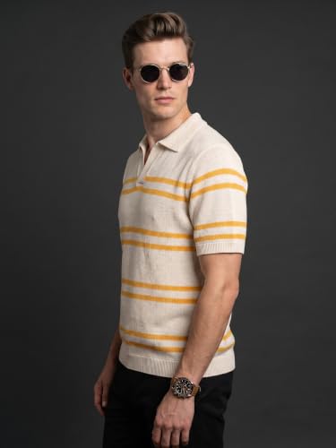 Image of Veirdo Men's Flatknit Printed Half Sleeve Polo T-Shirt with Collared Neck, Regular Fit, Casual Style for Office, Travel, (Sizes S to 2XL)