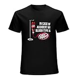 Dkigfc In Case of Accident My Blood Type is Dr.Pepper Camiseta Graphic Mens Basic Black Unisex Cotton Casual Tee, Negro , L