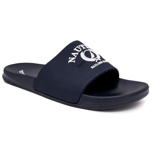 Image of Nautica Men's Open Toe Slide Sandals - Comfortable Indoor & Outdoor Shower Slippers
