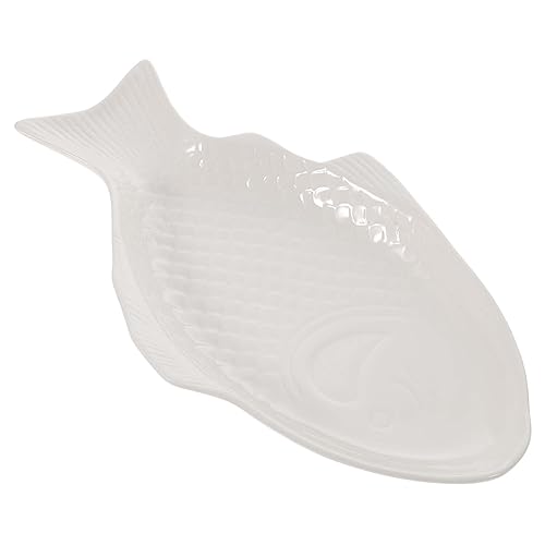 NOLITOY Piatto Forma Pesce in Ceramica Contenitori Snack Teglia Pesce Creativo Casa Ristorante Colore Bianco