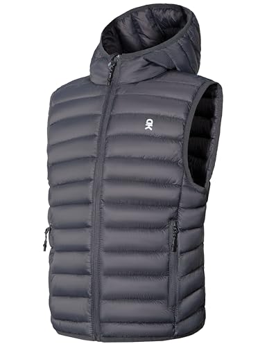 Image of Little Donkey Andy Boys Winter Puffer Vest Packable Lightweight Faux Down Hooded Sleeveless Jacket 6-14 Years