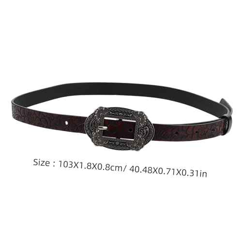 Beaupretty Vintage Floral Embossed Western Belt for Women PU Strap with Distressed Finish Elegant Buckle for Dresses and Jeans2