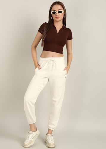 Image of Alan Jones Clothing Women's Fleece Solid Joggers Trackpant | Cotton Blend Sweatpants with Drawstring & Side Pockets | Soft Winter Wear Regular Fit