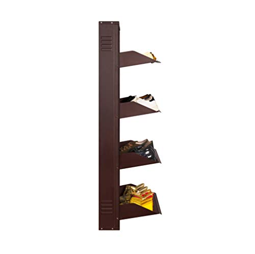 Image of DELITE KOM 20 Inch Wide, 4 Shelf Metal Shoe Rack Wall Mounted for Home with Central Lock | Holds Upto 10 Shoes or 16 Slippers Pair | 1 Year Warranty | (54 x 20 x 5 Inch, Coffee) | DIY | Space Saving