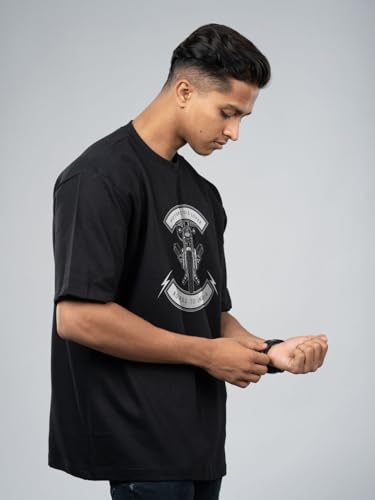 Image of T-Shirt for Men - 100% Cotton Ladakh Motorcycle Rider Half Sleeve Round Neck Graphic Print | Regular & Oversized Fit | 180 /220 GSM | S-5XL | Black, Navy Blue, Olive, Red, White