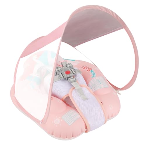 Swimbobo Infant Pool Float with Sun Canopy Inflatable Baby Swimming Floatie with Sponge Safety Bottom Support Water Toys Swimming Trainer(Pink Swan,Large) — view 6