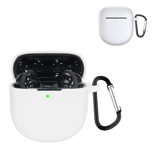 JXRICH For Bose QuietComfort Ultra Earbuds �P�[�X Bose QuietComfort Earbuds II �p �J�o�[ �����h�~ �L�Y�h�~ �V���R���P�[�X �����[�d�\ �S�ʕی� �J���r�i�t��(�z���C�g)