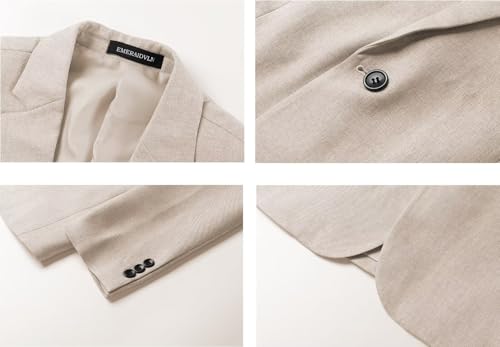 EMERAIDVLN Mens Western Blazer Slim Fit Casual Lightweight Suit Jacket, Linen Texture Sport Coat with One Button4