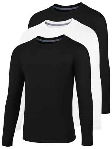 HXP Boys Compression Thermal Shirt Youth Long Sleeve Fleece Undershirts Kids Football Baseball Soccer Base Layer Color F M