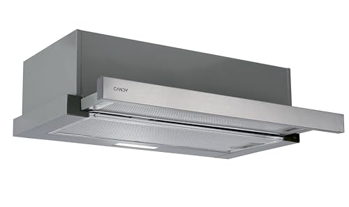Candy CBT625/2X/1/4U, Campana Telescópica 60 CM, 2 Niveles de Potencia, 332,1M3/H, Filtro de Carbón, Panel Aluminio Antigrasa, Iluminación LED, 64DB, Inox