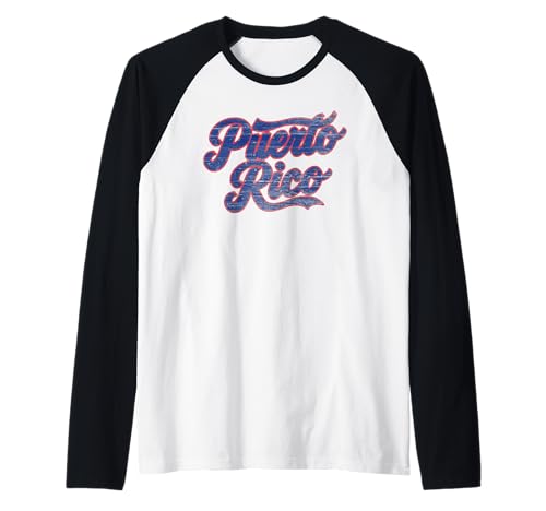 Puerto Rico Puerto Rico Texto Estilo Vintage Camiseta Manga Raglan