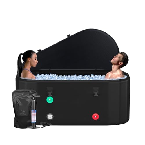 HotMax XXL Drop Stitch Eisbadewanne zur Erholung, 216 Liter, Kalttauchwanne für Sportler mit Wasserkühler-Schnittstellen, mehrschichtige, tragbare Badewanne für Kaltwassertherapie (150 x 82 x 68 cm)