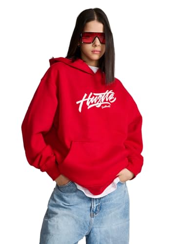 Image of TROND Women's Round Neck Full Sleeve Loos Fit Hooded /Hoodie Sweatshirt for Women(Color : Red)