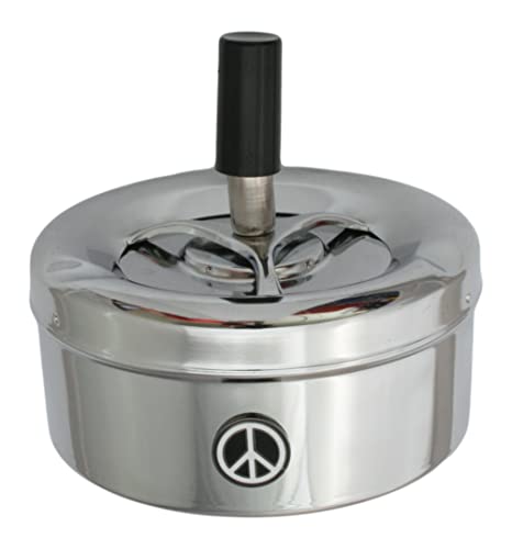 Peace Symbol Rotary Ashtray Drop Down Button Outdoor Windproof Portable Smokers Gift 608