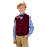 Toddler Girls Boys Button Down Sweater Vest Unisex Kids Preppy Style Sleeveless V Neck Knitted Cardigans for 2-15 Years