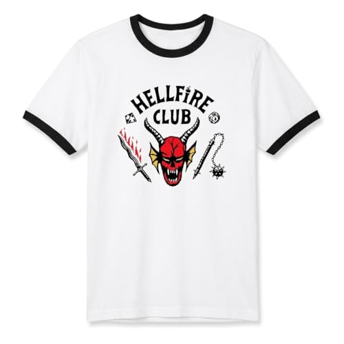 Official Stranger Things Hellfire Club Ringer T-Shirt Black - XXL