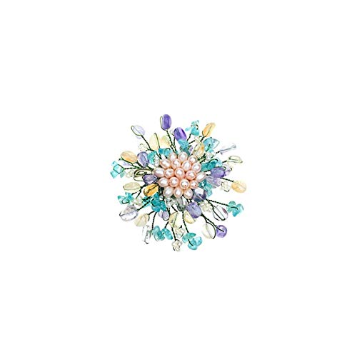 Broche fleur en perle et cristal naturel au design rétro raffiné