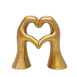 Heart Hands Sculpture for Living Room Decor,Gold Love Aesthetic Statue for Wedding Accents Decorations,Bridal Shower Gifts for Couple