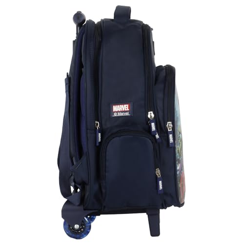 Image of NOVEX Marvel Avengers Boys Kids School Backpack - 17 Inch | Trolley Bag Convertible Rolling Backpack with Wheels & Adjustable Handle | Spacious School Bags, Lightweight & Durable | Blue