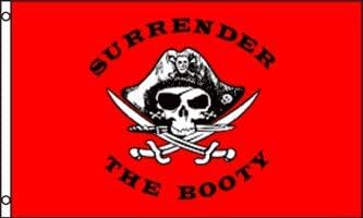 aes Surrender The Booty (Red) Flag 3x5ft Poly