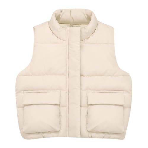 Toddler Boys Girls Puffer Vest Jacket, Kids Zip Up Down Vest Coat Winter Warm Sleeveless Waistcoat with Pockets