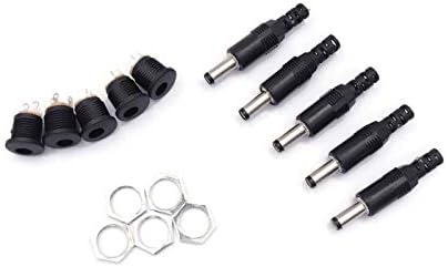 Electronic Spices DC Jack Connector Male Plug & Female Socket Panel Mount PAIR OF 5