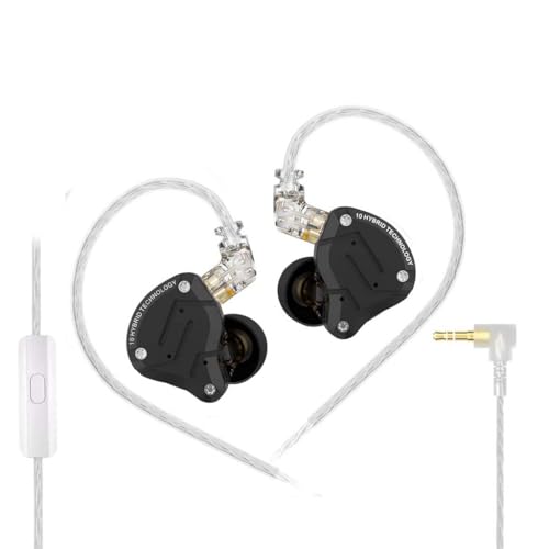 Image of KZ ZS10 Pro in-Ear Monitor Earphone with Mic, Hybrid Driver Setup IEM (4 Balanced Armature+1 Dynamic Driver) 2Pin 0.75mm Connector, Detachable Cable 3.5mm Gold Plated Plug for Singers, Musician (Mic)