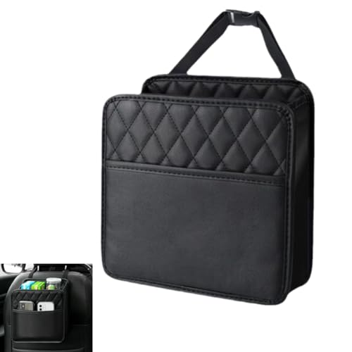 SHILONGBAIHUO Organizador Asiento Coche para Porsche für 911 für 992 für Carrera 2013–2022, Bolsa Cuero Negro Viaje Papelera Soporte Caja Accesorio