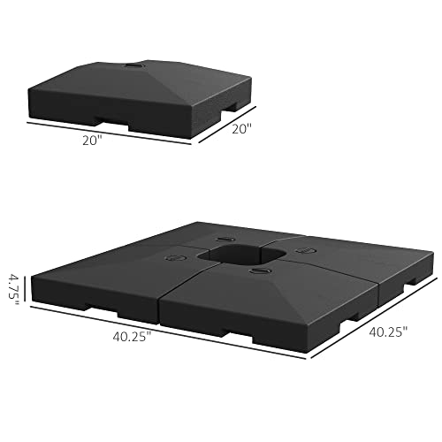 Outsunny 4 Pieces Cantilever Patio Umbrella Base, Outdoor Offset Umbrella Weights, 176 Lbs Capacity Water Or 264 Lbs Capacity Sand Plates Set, Black #TOP2