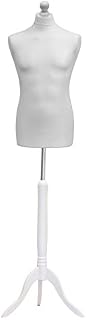 Male Tailors Dummy Bust Size 41 Dressmakers Fashion Mannequin Students White with White Tripod Stand