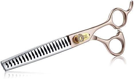 JASON Dog Grooming Scissors Set, Professional 6 in 1 Dog Scissors Sharp & Durable Shears Set - 7" Thinning, Chunker, Straight, Curved Shears and Comb for Dog Cat Pet, Rosegold