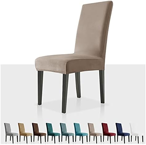 MAXIJIN Stretch Velvet Chair Covers for Dining Chairs Set of 6 Removable Velour Dining Chair Covers Plush Chair Slip Covers for Dining Room,Hotel,Kitchen,Ceremony (Grey, 6)