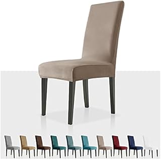MAXIJIN Stretch Velvet Chair Covers for Dining Chairs Set of 6 Removable Velour Dining Chair Covers Plush Chair Slip Covers for Dining Room,Hotel,Kitchen,Ceremony (Grey, 6)