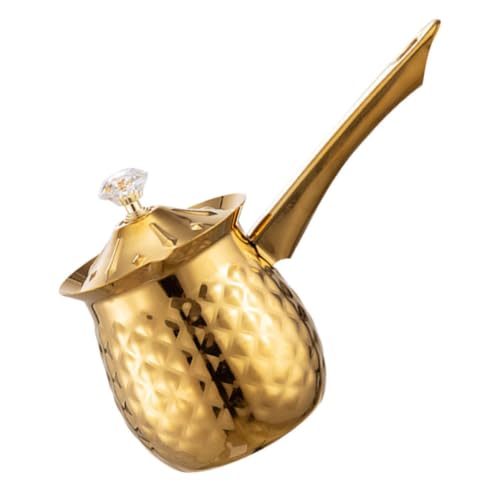 Kichvoe Cafetera 400ml Turca Tradicional de Acero Inoxidable Dorado Diseño Vintage Fácil de Limpiar Adecuado para Cocina y Amantes del Café Árabe