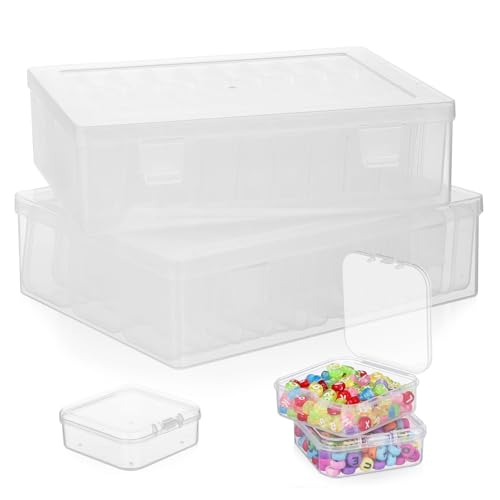 SMASOLO 2 Juegos De Cajas De Almacenamiento De Plástico Transparente Organizadores De Escritorio Pequeñas Cajas De Almacenamiento Transparentes Compartimentos Armarios De Papelería