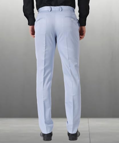 Image of MALENO Men's Slub Effect Solid Trouser | Classic Slim Fit Formal Trousers for Men | Slim Fit Trousers for Men