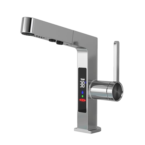 LED Bathroom Faucet with Temperature Display and 2 Spray Modes - Sink Tap for Kitchen, RV, Bar