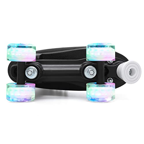 Feetcity Womens Roller Skates High-Top Double-Row Leather Roller Skates For Girls Boys For Indoor Outdoor Size 9 Black #TOP4