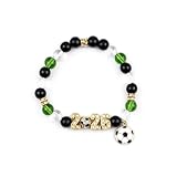 A-yeite Pulsera de cuentas de fútbol 2026 para mujeres y hombres, colgante de estrella de fútbol con diamantes de imitación de cristal, joyería ajustable para fanáticos deportivos para el día del
