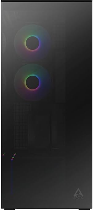 ARCTIC Xtender VG (Mirror Black) with Vertical GPU Mount - PC Case, Mirrored Glass, 2 x 420 mm Radiator Support, Full Tower, Big Tower, E-ATX, 5X A-RGB Fans pre-Mounted - Black