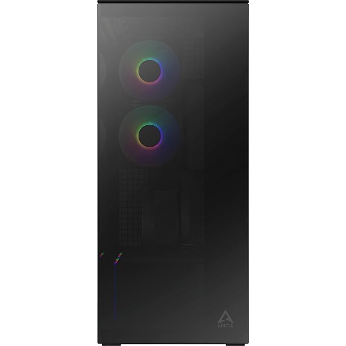 Image of ARCTIC Xtender VG (Mirror Black) with Vertical GPU Mount | PLCe 4.0 Raiser Cable| - PC Case, Mirrored Glass, 2 x 420 mm Radiator Support, Midi Tower, E-ATX, 5X A-RGB Fans pre-Mounted - Black