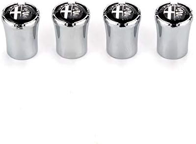 Bzqq A Set of 4 Zinc Alloy Alfa Romeo Logo Tire Valve Stem Caps(Silver)