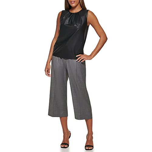 Calvin Klein Women's Pleat Neck Sleeveless Cami, Black, 12 #TOP1
